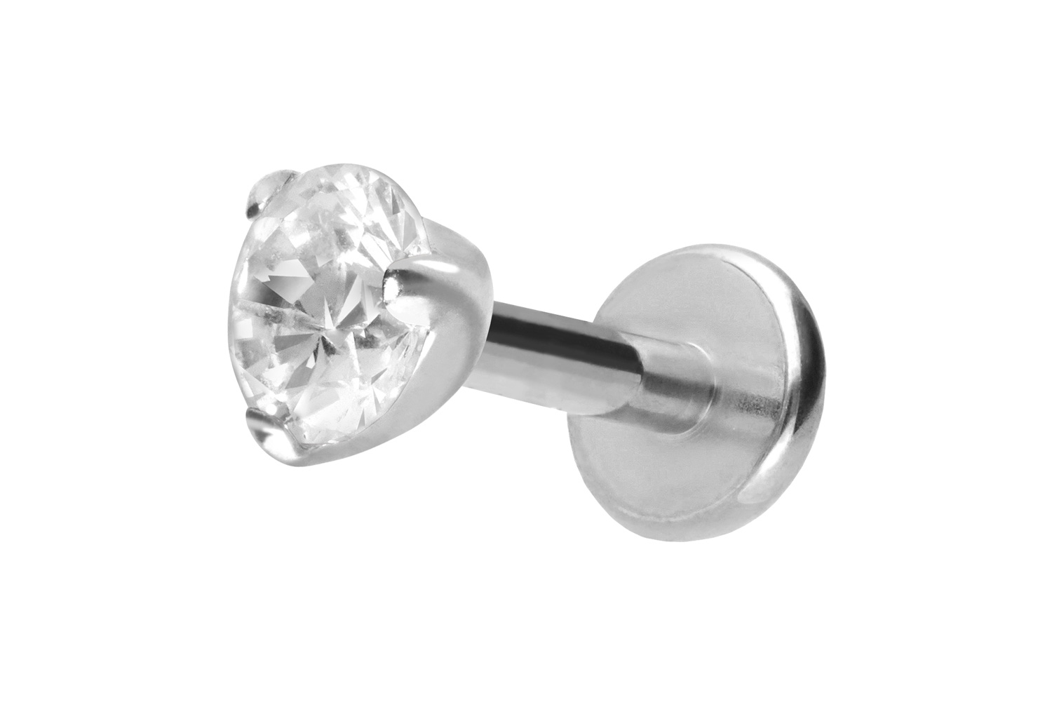 Titan Labret Piercing mit Innengewinde EINGEFASSTER KRISTALL